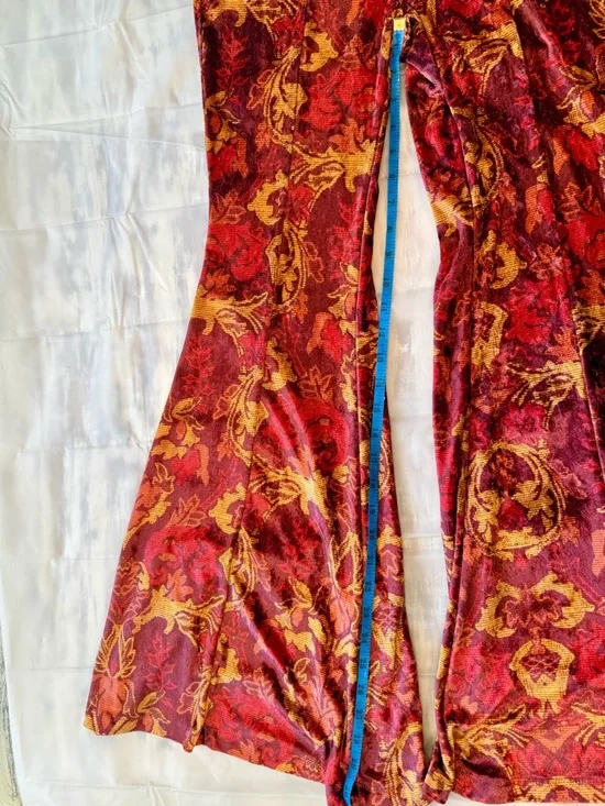 Free People Hold Me Closer Flared Bell Bottom Pant Small Velvet Flame Combo - Picture 12 of 16